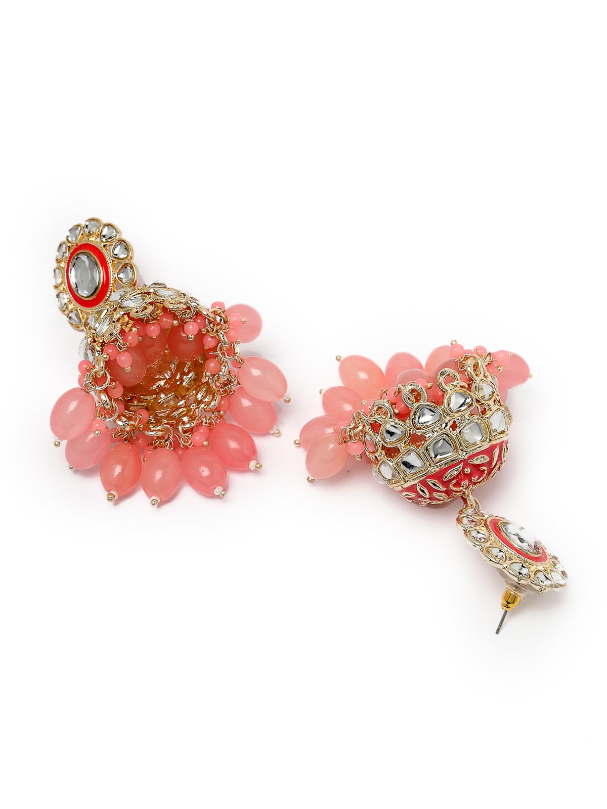 Plated Kundan With Meenakari Jhumka Earrings (E105767)